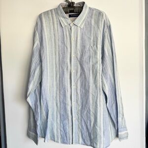 Tommy Bahama Mens Striped 100%‎ Linen Long Sleeve Shirt Blue Yellow Size XXL